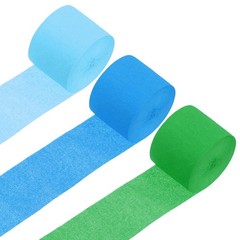 3 Roll Crepe Paper Streamers Decor Green,Sky Blue,Light Blue
