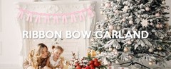 Champagne Bow Garland Banner 1 String 9 PCS, Pre-Strung Satin Ribbon Bow