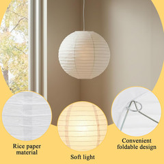 2Pcs round White Paper Lantern Lampshade, 12″X12» Chinese Japanese round Hangin