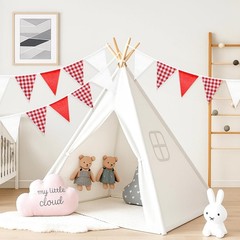 Red and White Gingham Fabric Bunting Banner, 32Ft Cotton Burlap Triangle Garl…