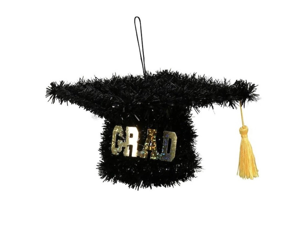 Graduation Cap Party Decoration 5″ Hanging or Tabletop Mini 3D Tinsel & Plastic