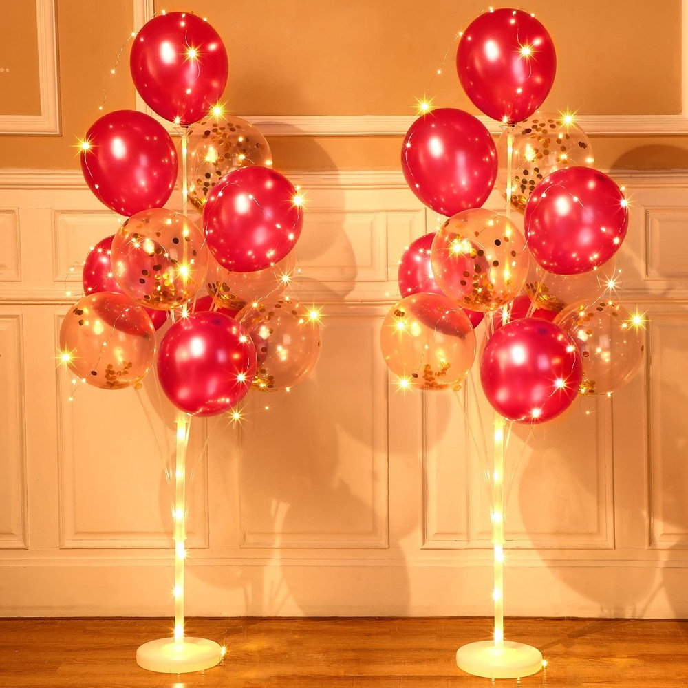 2 Set Floor Balloon Column Stand Kit with 40 Balloons Light Balloon Tower Kit…