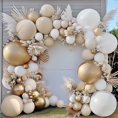 White Sand Gold Balloon Arch – Double Stuffed Matte Cream Nude Beige White Pa…
