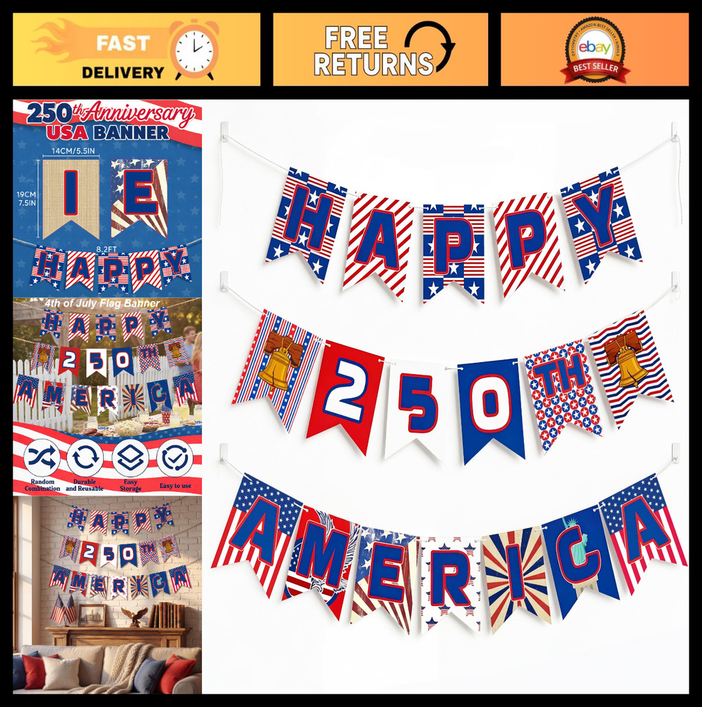 250th Anniversary Decorations – USA 250 Year Banner, Indoor/Outdoor Party Suppli