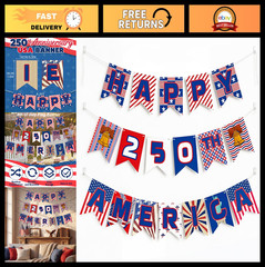 250th Anniversary Decorations – USA 250 Year Banner, Indoor/Outdoor Party Suppli
