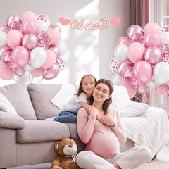 Light Pink and White Balloons, 60pcs 12inch Pearl Light Baby Pink Confetti Wh…