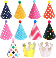 11-Pack Small Paper Cone Hats for Birthday Parties