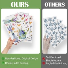 Yovkky Spring Summer Flowers Window Clings 4 Sheets, Potted Plant