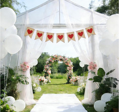 Rustic Heart Banner Garland – Natural Wood with Red Hearts, Paper, Valentine’S D