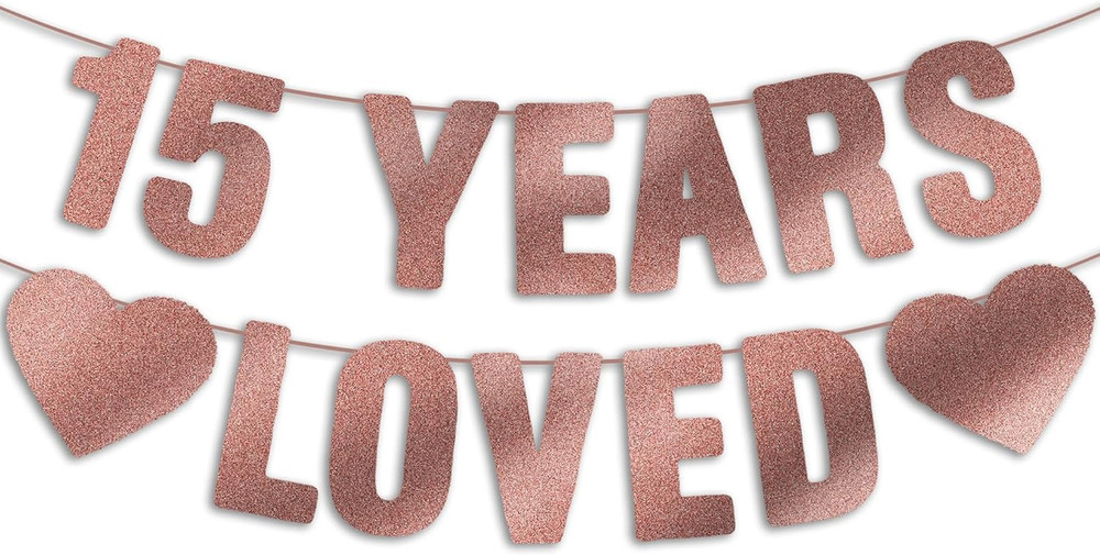 15Th Birthday Party Decorations for Girls, Pre-Strung 15 YEARS LOVED Banner – Ro