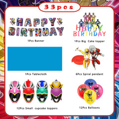 Power Rangers Birthday Party Decor Set Balloons Banner Cupcake Topper for Kids