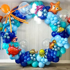 Ocean Themed Party Decorations 165pcs Balloon Arch Kit, Marine Animals, Under Se