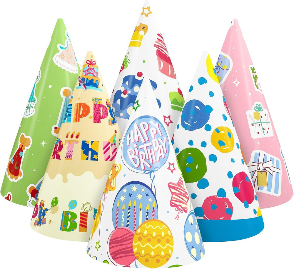 Birthday Party Hats – 12 Pcs Birthday Party Supplies Cone Hat Headbands Colorful