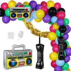 90s 80s Theme Party Balloons Backdrop Decorations Include Inflatable Boom Box…