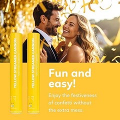 2 Pack Streamer Confetti Poppers, 12» Biodegradable Yellow Cannon, Pride Party