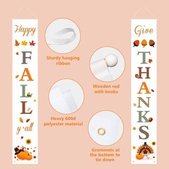DAZONGE Fall Decorations for Home | Happy Fall Give Thanks Porch Banners for