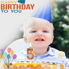 Zi Lan Tiger Stripe 4th Birthday Number Candle, Jungle Animal 4, Orange
