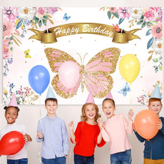 Butterfly Birthday Party Backdrop Decorations Pink and Purple Butterfly Theme Pa