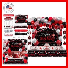 Black and Red Birthday Decorations for Men Women Boys Girls, Black and Red Pa…