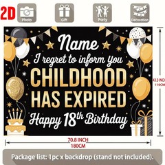 Custom Name Text 18th Birthday 2D Flat Banner Balloon Party Birthday Backdrop☋