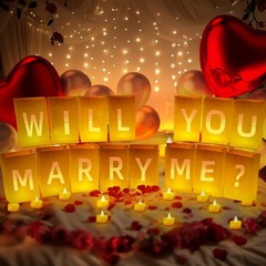 Will You Marry Me Light up Letters Proposal Decorations with Flameless Candles a