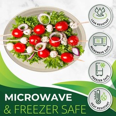 100PCS 100% Compostable Original Oval Paper Plates(12in), Heavy Duty Disposab…