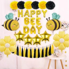 Happy Bee Day Decorations Pack of 21, Daisy Balloons, Bumble Bee Balloons for…
