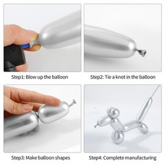 100 Pcs Silver 260 Balloons, Long Balloon for Tying Balloon Arch, Latex Anima…