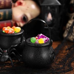 10 Pcs Candy Kettles Containers Plastic Cauldron Trick or Treat Pail Black