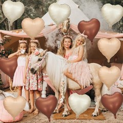 Cream Brown Heart Balloons, 12Pcs Brown Apricot Foil Balloons, Beige Coffee F…