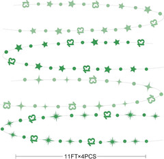 Green 13Th Birthday Decorations Number 13 Circle Dot Star Garland Glitter Stream