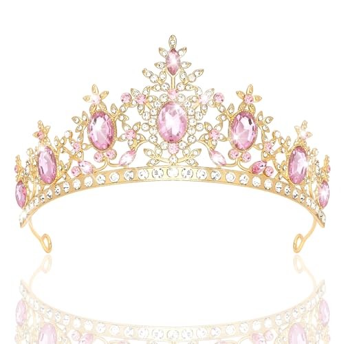 Birthday Headband for Women，Queen Crown Happy Party Decorations One Size Pink