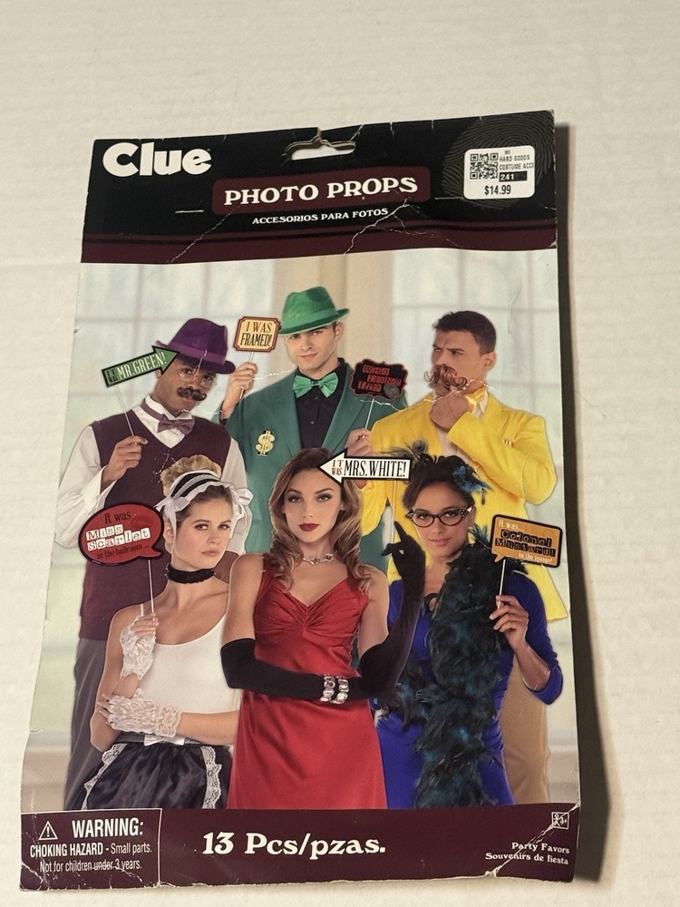 Amscan 1 Pack Of Clue® Plastic Photo Booth Prop Kit, Photo Props With Stick