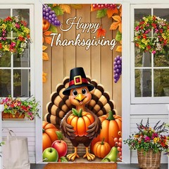 Thanksgiving Turkey Door Banner Fall Harvest Decor 35 x 71 Inch