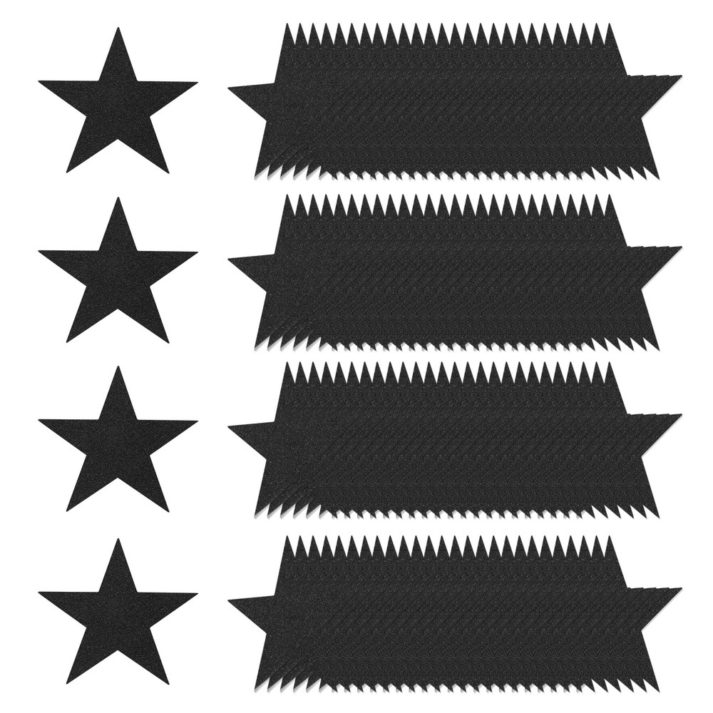 120 Pcs 6 Inch Double Printed Glitter Star Cutouts, Black