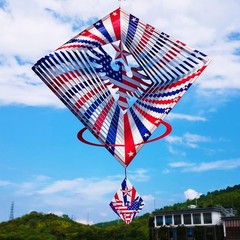 Patriotic Eagle Flag Wind Spinner – Stunning 3D Outdoor Decoration for Holidays