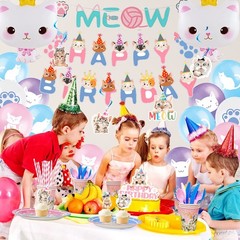 178 Cat Birthday Party Decorations Kitten Supplies Tableware Set Balloons Plates