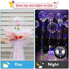 10 Pack LED Light Up BoBo Balloons 20″ Transparent Party Birthday Bubble Balloon