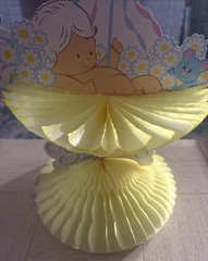 Vintage Baby Shower Decorations Honeycomb Umbrella Yellow Pink Blue