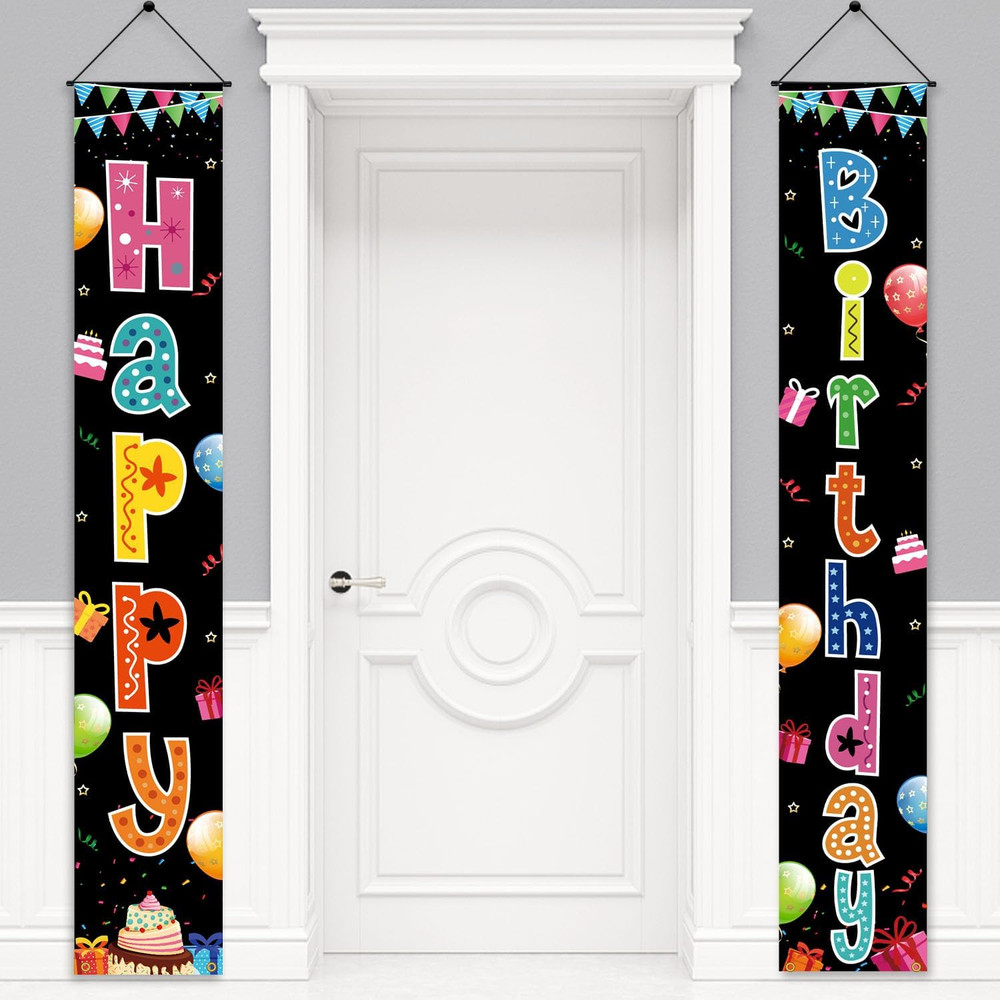 Birthday Decorations Banner, Happy Birthday Door Sign for Men Women Boys Girls I