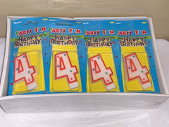 BIRTHDATE CANDLE & DECORATION PARTY FUN #4 QUANTITY OF 24 PCS SEALED