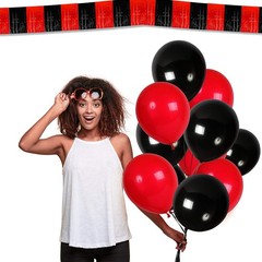 6 Pack 10 Feet Black Red Foil Fringe Garland Metallic Tinsel Streamers Banner…