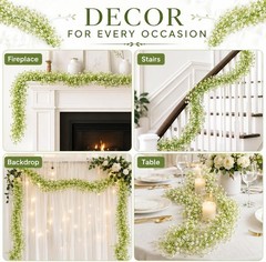 2PCS 5.8Ft Baby’s Breath Artificial Flowers – Fake Hanging Vine Garland, Faux