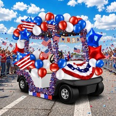 39-41 Pcs Patriotic Golf Cart Decorations Kit for 4th of July Parade – Red, Whit