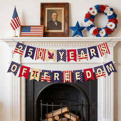 US 250th Anniversary Decorations – 250 Years of Freedom Banner Red White Blue Pa