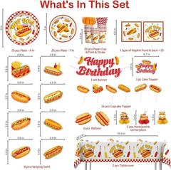 Vibrant Hot Dog Party Supplies Set – 191 Pieces for Memorable Celebrations