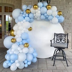 Blue and White Balloon Arch Kit, ADOINBY 140Pcs Pastel Light Blue and White