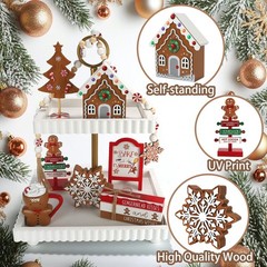 Gingerbread Christmas Decorations 8 PCS Tiered Tray Decor Set, Cute Tabletop …