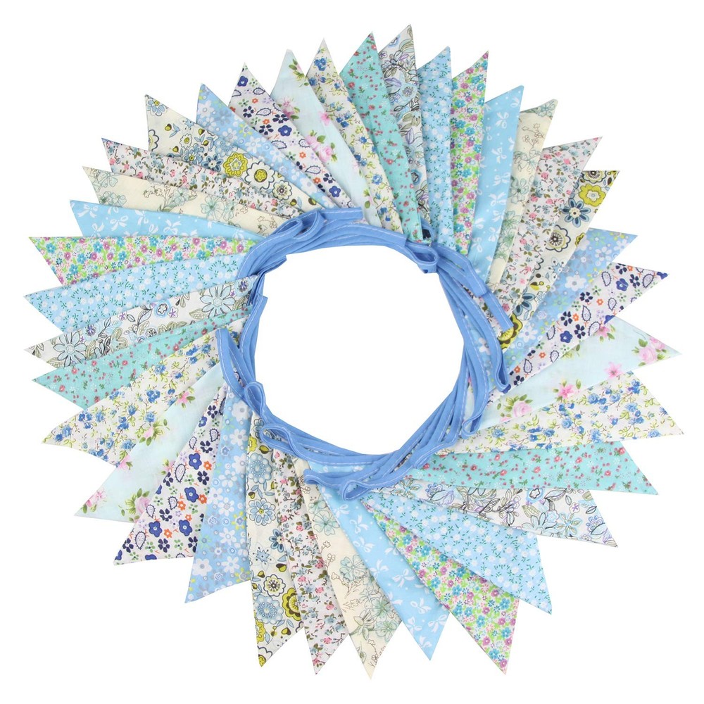 10M/32Ft Triangle Bunting Banner, 36 Pcs Cotton Fabric Flags Pennant Garlands…