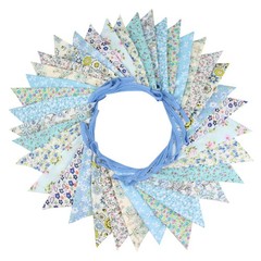 10M/32Ft Triangle Bunting Banner, 36 Pcs Cotton Fabric Flags Pennant Garlands…